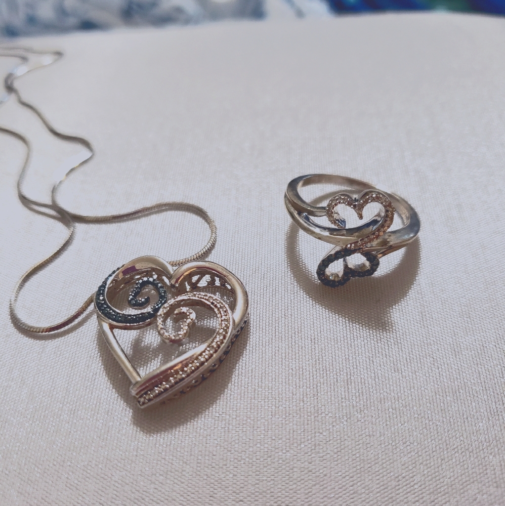 Heart necklace and ring